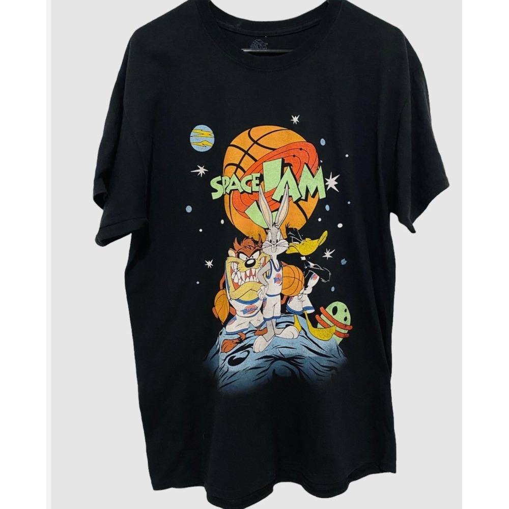 Space Jam Graphic T-Shirt Medium Black New Looney Tunes Tune Squad Tee Preloved